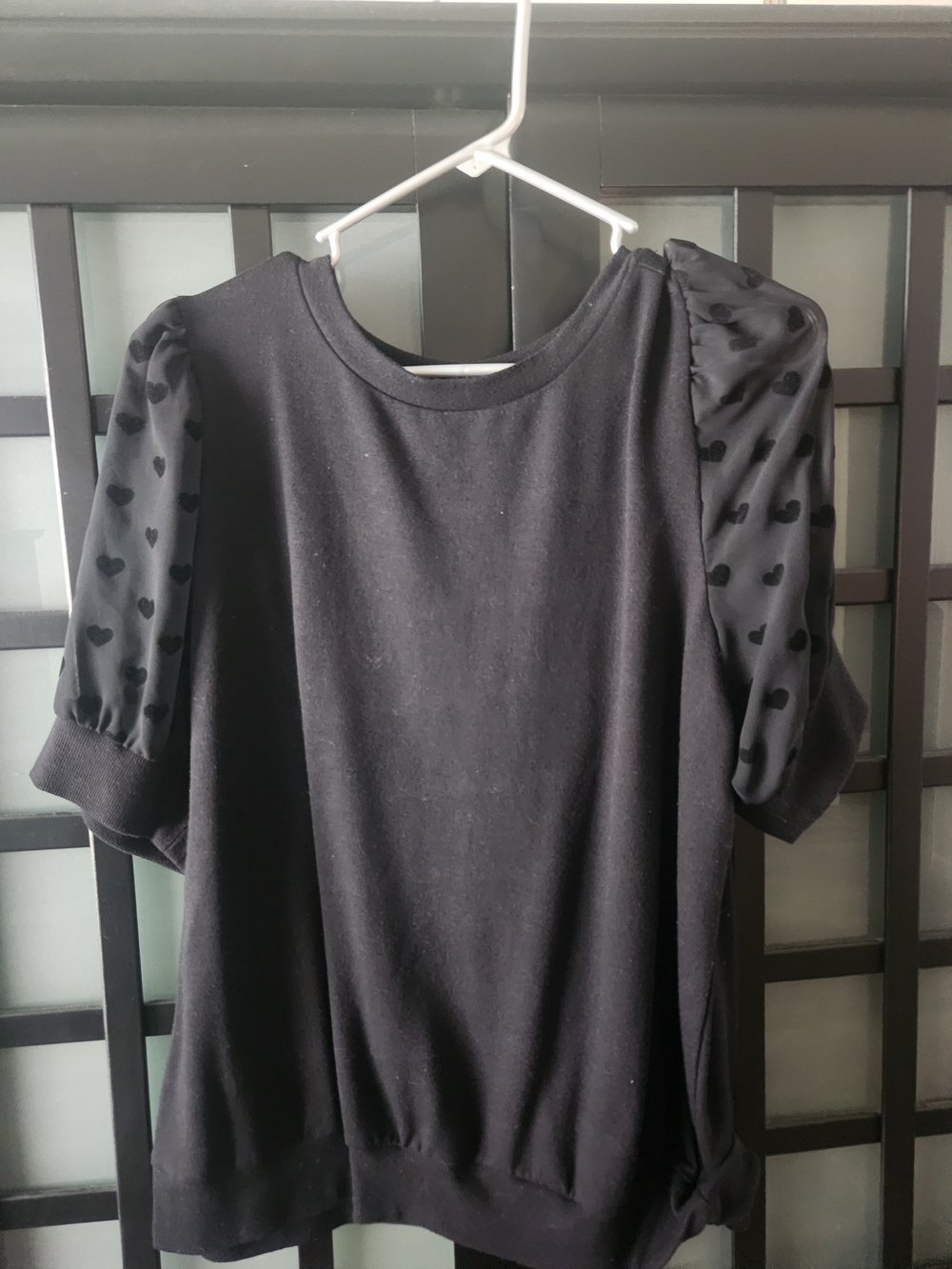 torrid Black Puff Sleeve Heart Accent Top